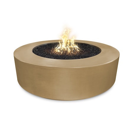 The Outdoor Plus 72 Round Florence Fire Pit - GFRC Concrete - Brown - Spark Ignition with Flame Sense - Natural Gas OPT-FL72FSEN-BRN-NG